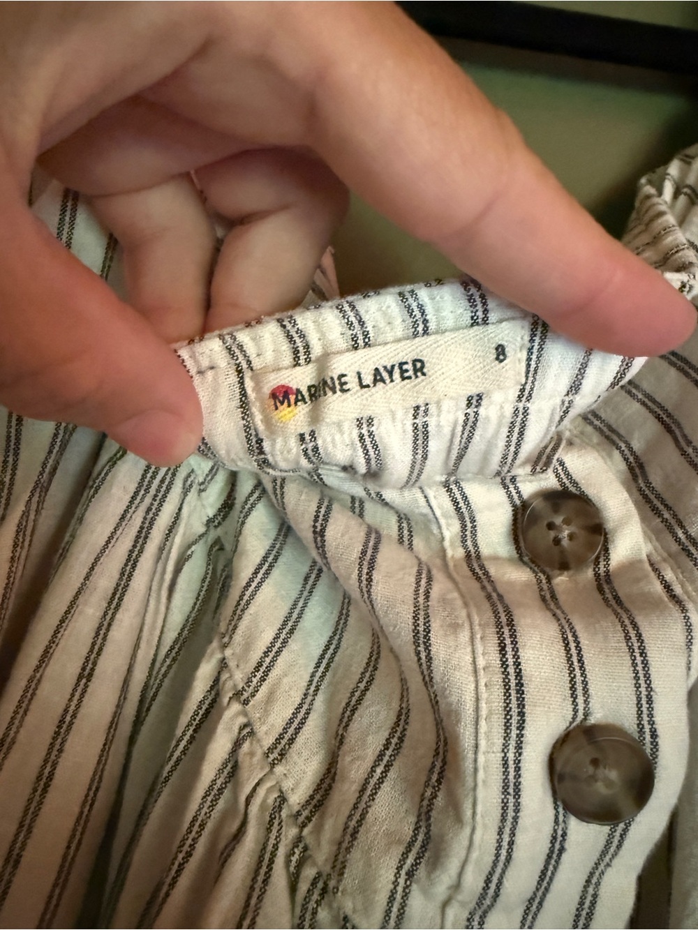 Marine Layer White and Navy Striped Midi Button-Front Skirt - Picture 2 of 4